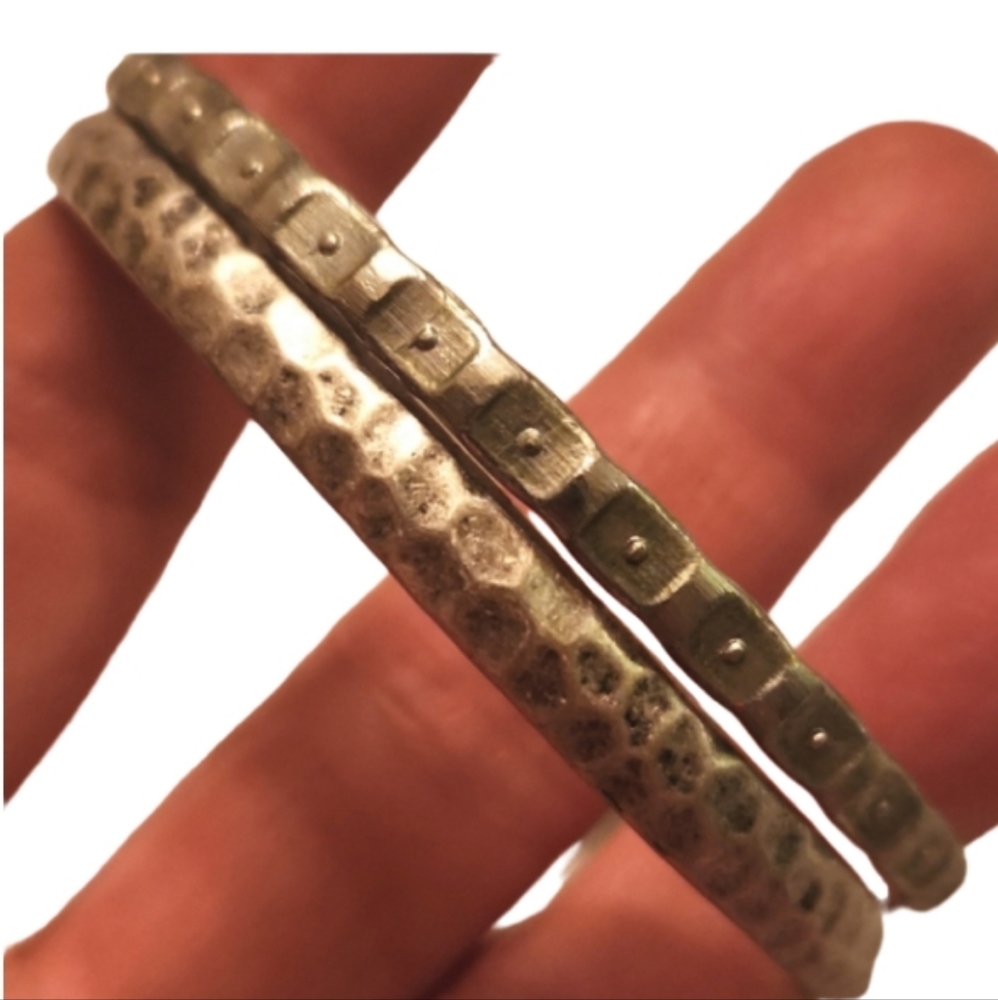Hammered silvertoned vintage Bangle and other. Both same color of silvertoned